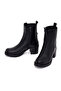 Women's Black Zippered Thick Heeled Leather Boots Wf190065Dv - 5
