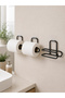 Set of 3 Black Wall-Mounted Paper Holders with Adhesive Practical Roll Holder - 4