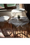 Gülseda Cream-Cream Model 5 Piece Linen Tablecloth Runner Set Dowry Living Room Set