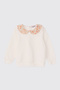 Baby Girl Collared Patterned Ecru Sweatshirt