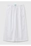 Girl's White Wide-Legged Pants with Embroidery Detail and Drawstring Waist