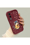 Oppo A5 4g Compatible Case Camera Protective Case with Cat Design Claret Red Beloved Couple Silicone Phone Case - 3