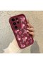 Samsung Galaxy S23 Ultra Compatible Case Camera Protector Floral Pattern Maroon Lover Couple Silicone Phone Case - 2