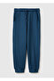Boy's Navy Blue Sweatpants with Embroidered Logo on the Front and Ribbed Pockets