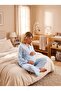 New Season Blue Muslin Fabric Double-Breasted Tie-Up Nursing Feature Special Design Long Sleeve 100% Cotton Maternity Pajama Set