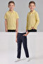 Boys' School Light Yellow Long and Short Sleeve Polo Collar T-Shirt Navy Blue Ribbed Waist Pants 3-Piece Bottom-Top Set