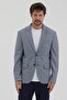 Sanabri Men's Navy Blue-Grey Polyviscon Fabric Slim Fit Mono Collar Sports Blazer Jacket