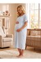 New Season Blue Muslin Fabric Design with Easy Breastfeeding Features, Ruffle Sleeve Detail, Summer Wear, 100% Cotton Maternity Nightgown - 2