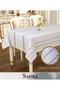 160X260 cm Sahra Cappuccino Polyester Openwork Linen Lace Modern Table Design - 4