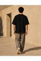 Black Oversize Minimal Turtle Print Design T-Shirt - 5