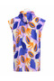 Printed Towel Poncho, Unisex, 80X100 Oversized Beach, Pool and After-Bath - Purple Orange Tropical Patterned-Defoludur - 2