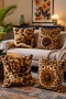 Leopard Themed Floral Patterned 4-Piece Throw Pillow Cover Set - 2