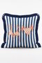 Ciao Bella Written Lobster and Umbrella Patterned Striped 4-Piece Fringed Throw Pillow Cover Set - 6