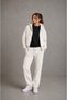 Unisex Design White Straight-Leg Baggy Sweatpants Black Crew-Neck Sweatshirt White Zip-Up Cardigan 3-Piece Set - 2