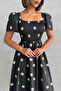 Women's Black Daisy Patterned Poplin Midi Dress (New Color) - 5