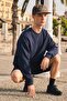 Men's Casual Crew Neck Navy Blue Basic Sweatshirt - 2