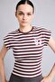 Fitted Crew Neck Striped Graphic Printed Ribbed Camisole Short Sleeve T-Shirt I6807Ax26Au