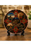 25 cm large size istanbul themed copper coffee presentation tray and decorative plate - handcrafted - 3