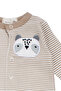 Baby Boy Brown Ecru Striped Raccoon Printed Jumpsuit 0-3 Months - 3