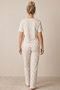 Ecru Floral Patterned Cotton Ribbed Camisole Knitted Pajama Set 26120402 - 3