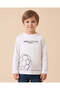 Boys White Football Printed Long Sleeve T-Shirt