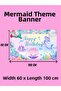 Mermaid Themed Custom Birthday Banner Backdrop 60X100 Vinyl Canvas Banner - 2