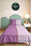 Purple Geometric Decorative Pique Set - Lilac White Quilted Bedspread Set Single Size 160X220 cm