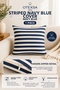 Cotton Linen Double-Sided Navy Blue Striped Throw Pillow Cover with Hidden Zipper 1 Piece - 5