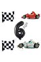 Bal10 Checkered Racing Vehicles Themed Birthday Set Age-6