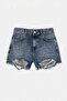 Blue 100% Cotton Ripped Detailed Extra Mini Denim Shorts Twoss26Sr00217 - 6