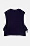 Lacivert Yandan Kurdele/Fiyonk Bağlama Detaylı Crop Triko Süveter TWOAW22SV0058 - 9