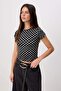 Siyah Puantiyeli Fitted/Vücuda Oturan Kısa Kollu Crop/Kısa Esnek Örme Bluz TWOSS26BZ00930