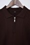 Kahverengi Regular Kesim Dokulu Fermuarlı Triko Polo Yaka T-shirt TMNSS26PO00037 - 5