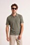Haki Regular Fermuarlı Polo Yaka Dokulu T-shirt TMNSS26PO00051 - 2