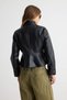 Black Fitted Molded Peplum Detailed Faux Leather Jacket Coat Twoaw27Mo00101 - 5