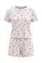 White Floral Baby Overlock Detailed Shorts Knitted Pajama Set Thmss25Pt00205 - 3