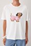 Ekru Regular/Normal Kalıp Düşük Kol Kısa Kollu Tok %100 Pamuk Örme T-shirt TWOSS26TS00384 - 3