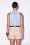 Blue Halter Neck Blouse with Bead Accessories and Elastic Waist Tdrss26Bz00127 - 3