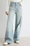 Açık Mavi DÖKÜMLÜ Yüksek Bel Wide Leg Jeans TWOAW27JE00038 - 3