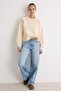 Taş Kalın İçi Polarlı Oversize/Geniş Kesim Dik Yaka Reglan Kol Örme Sweatshirt TWOAW27SW00066 - 2
