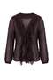 Brown Line Patterned Collar and Placket Flounce Detailed Shirt Tdrss26Go00135 - 5