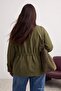 Haki Bel Bağlamalı Dik Yaka Oversize Midi Trençkot TWOAW27BM00009 - 5