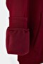 Bordo Oversize/Geniş Kesim Kapüşonlu Baskılı İçi Polar/Sıcak Tutan Sweatshirt TMNAW24SW00100 - 10