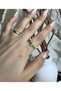 Gold Women's Ring with Zircon Stones and Gold Bar Detail - 2