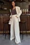 Ecru High Waist Linen Wide Leg Trousers Mg2718 - 7