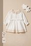- 100% Cotton Muslin Lace Detailed Dress & Headband Set