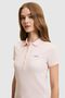 Women's Light Pink Polo Collar Button Detailed Basic T-Shirt 50323461-Vr078 - 2
