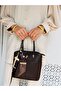 Brown 5-Compartment Women's Scarf Bag with Accessories and Hand and Shoulder Straps - 6