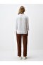 White V Neck Relaxed Fit Long Sleeve Woven Blouse - 6