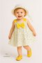 Baby Girl Floral Patterned Bow Summer Dress Hat Set Cotton Yellow Floral Baby Combination